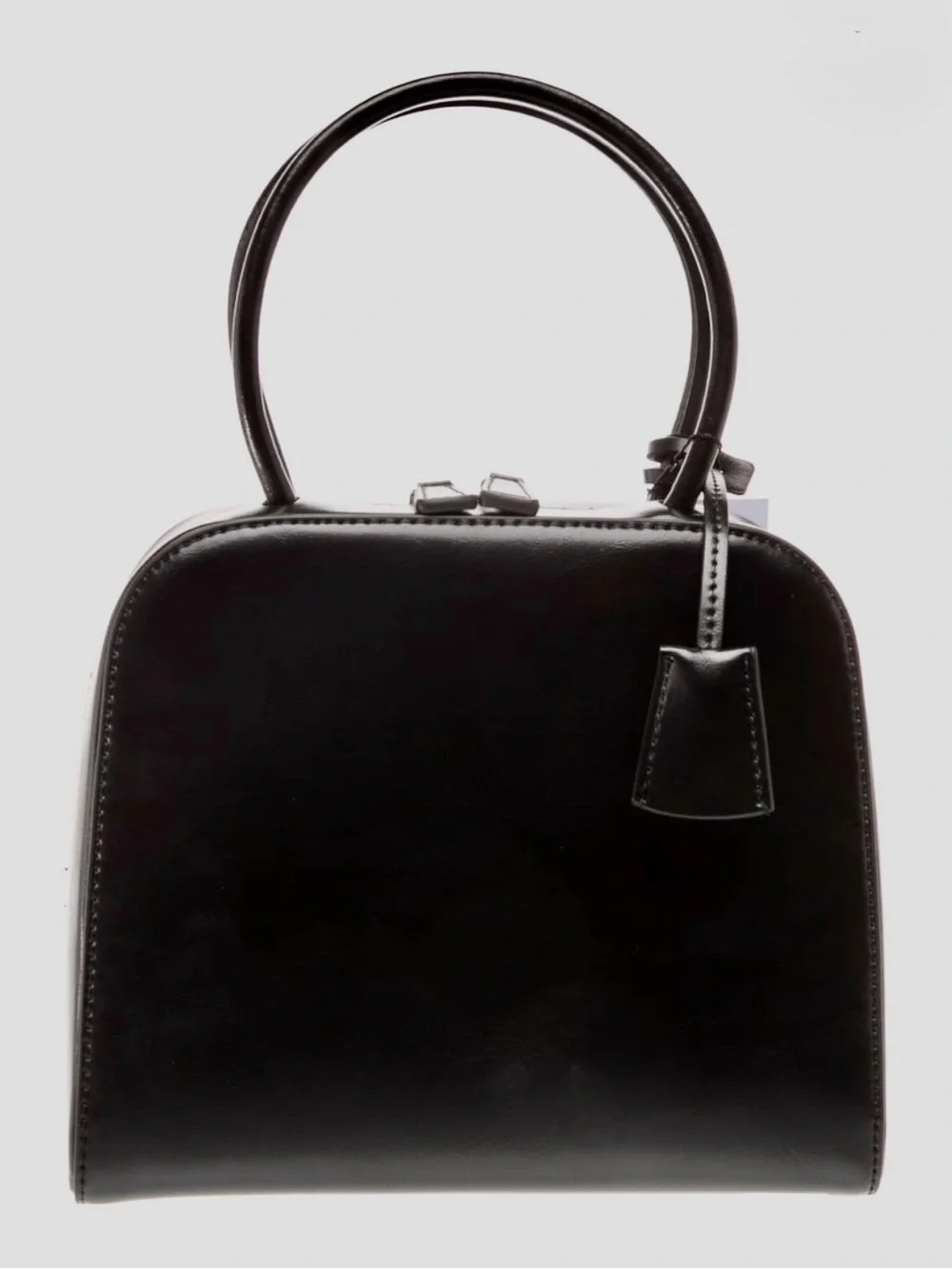 NWT Freja NYC Black Vegan Leather Structured Top Handle Bag